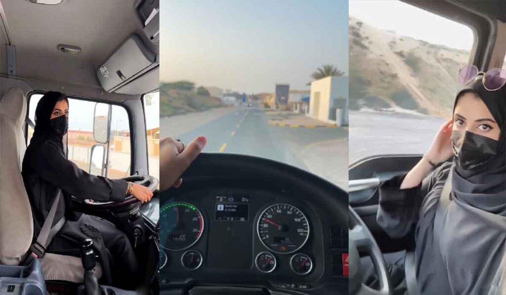 22 ചക്രങ്ങളുള്ള വാഹനമോടിച്ച് ചരിത്രത്തിലേക്ക് ; ഇന്ത്യക്കാരിക്ക് യുഎഇയുടെ ഹെവി ലൈസൻസ് 22-wheeler-into-history-Heavy-license-of-UAE-for-Indian-woman-female-truck-driver-abudabi-dubai-Fouzia Zahoor-abaya-woman-driving-22wheeler-Truck