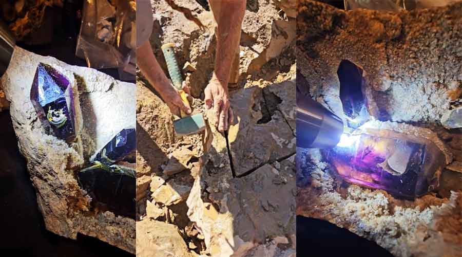 പാറ പൊട്ടിച്ച് നീക്കാന് ശ്രമിക്കുമ്പോൾ കണ്ടത് അത്ഭുതം ; അമേത്തിസ്റ്റ് സ്റ്റോൺ : വിഡിയോ